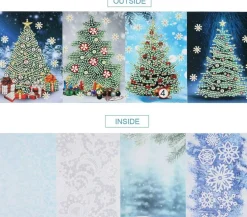 4-Pack Christmas Diamond Painting Greeting Cards with Envelopes & 12 Stickers, 5D DIY Holiday Tree Cards, Rhinestone Gem Art Crafts for Adults & Beginners, Handmade Christmas Wishes & Gift Decor