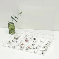 6 Pack: 13.6" Clear 36-Compartment Divided Tray with Lid by Bead Landing™