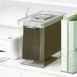 8 Pack: Clear Letter File Storage Case with Top Handle by Simply Tidy®