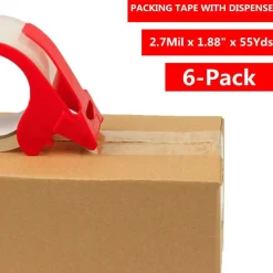 6-Pack Clear Packing Tape with Dispenser -2.7mil x 1.88" x 55Y Heavy Duty Packing Tape for Moving Boxes-Moving Tape Strong Adhesive Packaging Tape