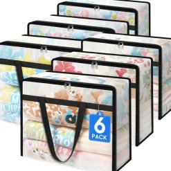 6 Pack Clear Storage Bags for Comforter, Clothes & Bedding, 40L