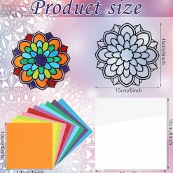 18 Pack Color Mandala Window Clings DIY Kit Stained Glass Kits for Adults Suncatchers for Windows Arts and Crafts DIY for Adults Mandala Sun Catcher for Beginner Teens, 6 x 6 Inches(Colorful)