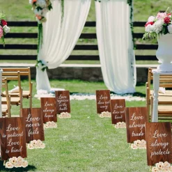 8 Pack 1 Corinthians 13 Wooden Wedding Aisle Signs 11.8 x 7.9 Inch Rustic Love Is Patient Kind Wedding Ceremony Signs Bible Verse Wall Decor for Wedding Anniversary Engagement