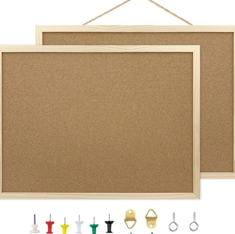 2 Pack Cork Board Bulletin Board (Brown) 15.7" x 11.81"