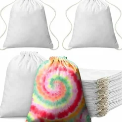 24-Pack Cotton Tie Dye Drawstring Bags - 14x16 Inch Sublimation Blank Backpacks - Bulk DIY Craft Bags for Large Groups, Birthday Parties, Summer Camps, and School Projects
