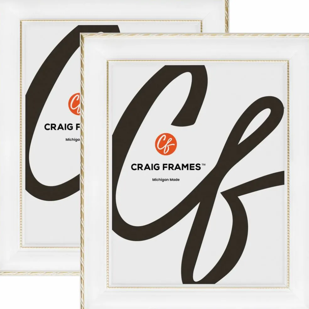 2 Pack Craig Frames Victoria White and Gold Picture Frame