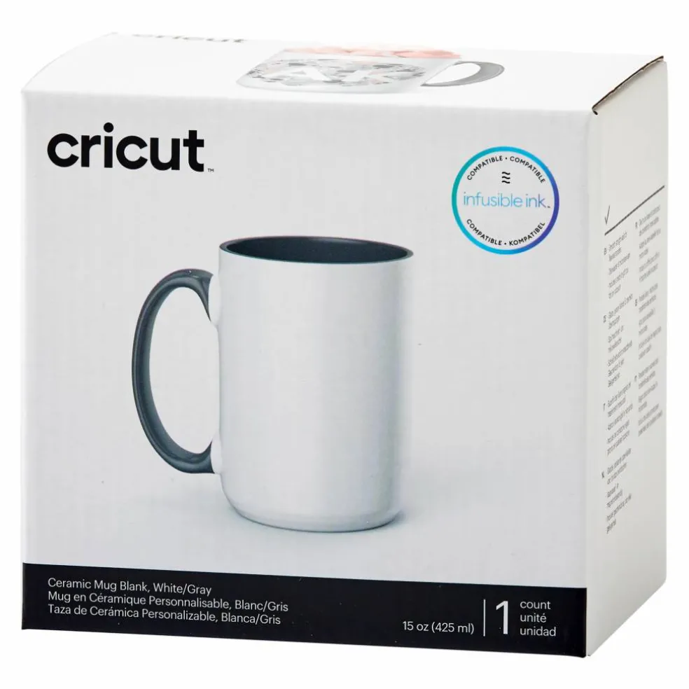 8 Pack: Cricut® 15oz. White & Gray Ceramic Mug Blank