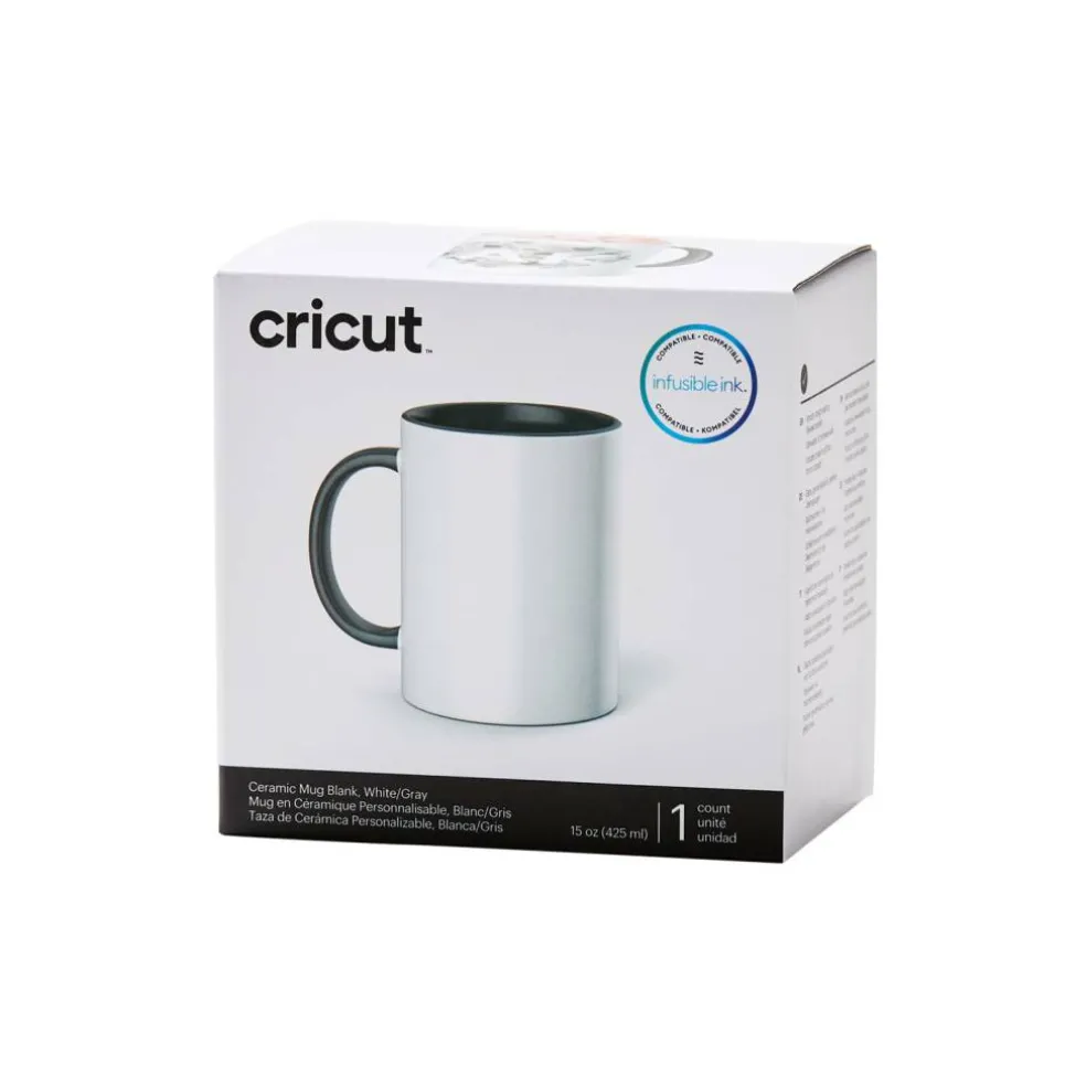 8 Pack: Cricut® 15oz. White & Gray Ceramic Mug Blank