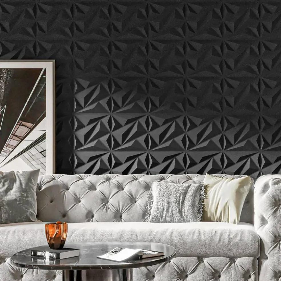 33 Pack 3D Wall Panel Diamond for Interior Wall Décor, PVC Flower Textured Wall Panels