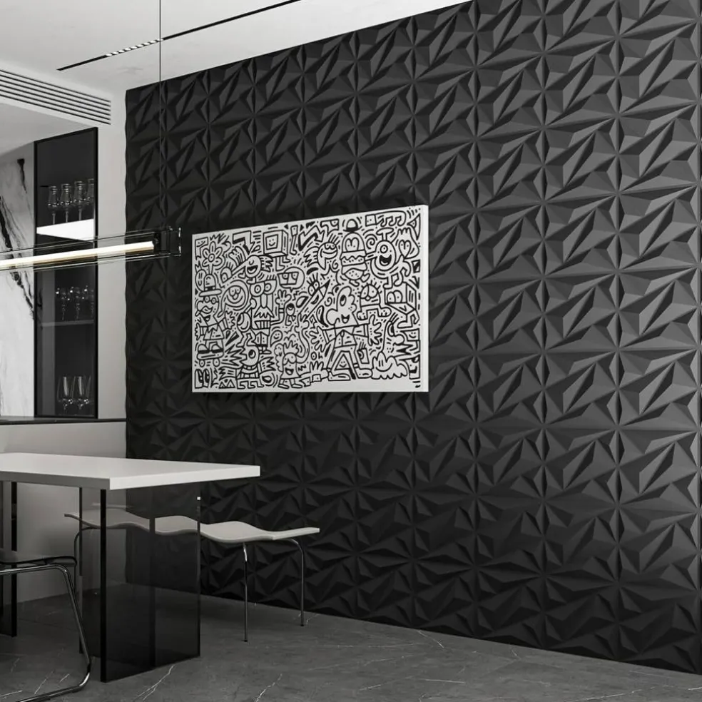 33 Pack 3D Wall Panel Diamond for Interior Wall Décor, PVC Flower Textured Wall Panels
