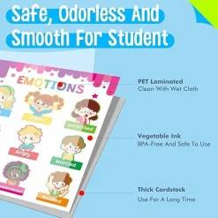 15-Pack Educational Posters Set for Kids – Waterproof 15 Pack Educational Learning Posters for Kids, Waterproof & Tear-Resistant Early Learning Wall Charts, Alphabet Animals Numbers Shapes Emotions Preschool Classroom Decor 14.5”x11”