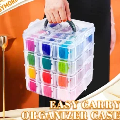 262 Pack Embroidery Thread Floss Kit Including 200 Colors 8 M/Pcs Cross Stitch Sewing Thread with Floss Bins and 62 Pcs Cross Stitch Tool,4-Tier Transparent Storage Box