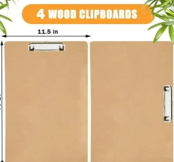 4-Pack Extra Large 11×17 in Wooden Clipboards – Vertical & Horizontal, Low Profile for Drawing & Art