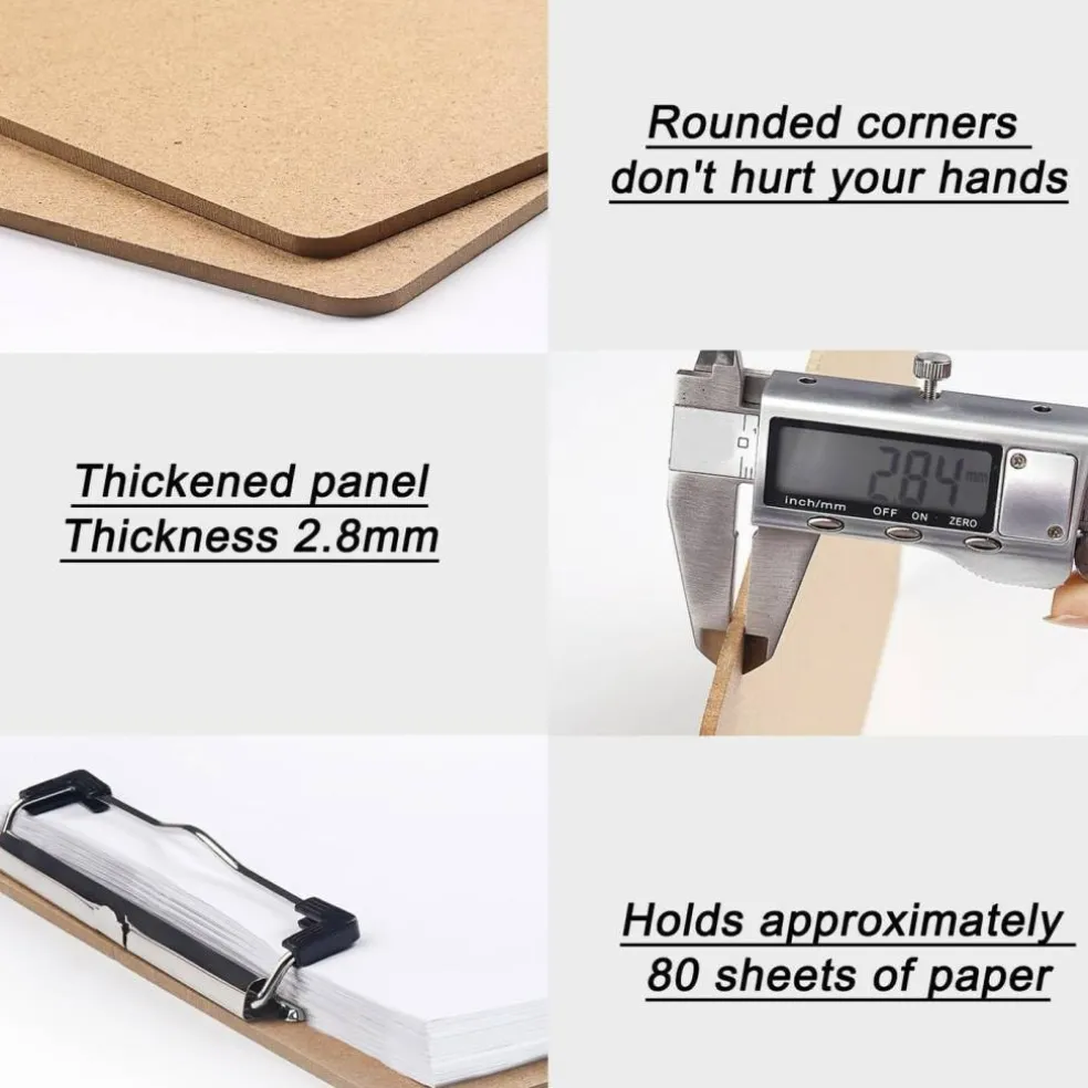 4-Pack Extra Large 11×17 in Wooden Clipboards – Vertical & Horizontal, Low Profile for Drawing & Art