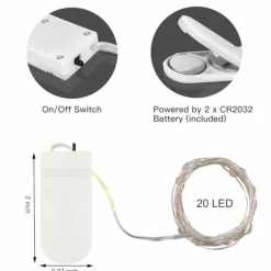 20 Pack Fairy Lights Battery Operated Mini String Lights-7ft 20 LED Silver Wire Warm White for Wedding,Party Centerpieces,Crafts,Table,Mason Jars Decor-Long Lasting Battery Fairy Lights