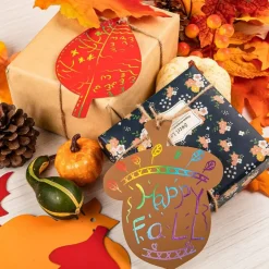 60 Pack Fall Harvest Scratch Art Crafts, DIY Rainbow Scratch Paper with Pumpkin Maple Leaf Acorn Designs and Ribbons for Thanksgiving Party Classroom Activities