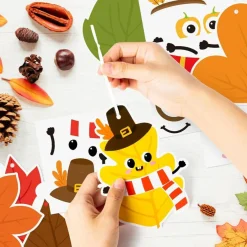 40-Pack Fall Leaves Craft Kit for Kids, DIY Autumn Maple Leaf Cards with Self-Adhesive Stickers, Ginkgo & Sycamore Leaf Ornaments, Thanksgiving Arts & Crafts for Classroom, Home, Party Activities & Decor