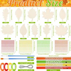 30 Pack Fall Wind Chime DIY Craft Kit – Thanksgiving Maple Leaf Suncatcher & Wooden Hanging Ornament Set | Autumn Wind Chimes Making Kit with Tubes, Ribbons & Paint Supplies for Adults, Kids & Party Decor