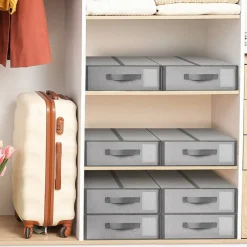 4-Pack Foldable Fabric Storage Boxes, Closet Organizer Bins with Handles (Grey)