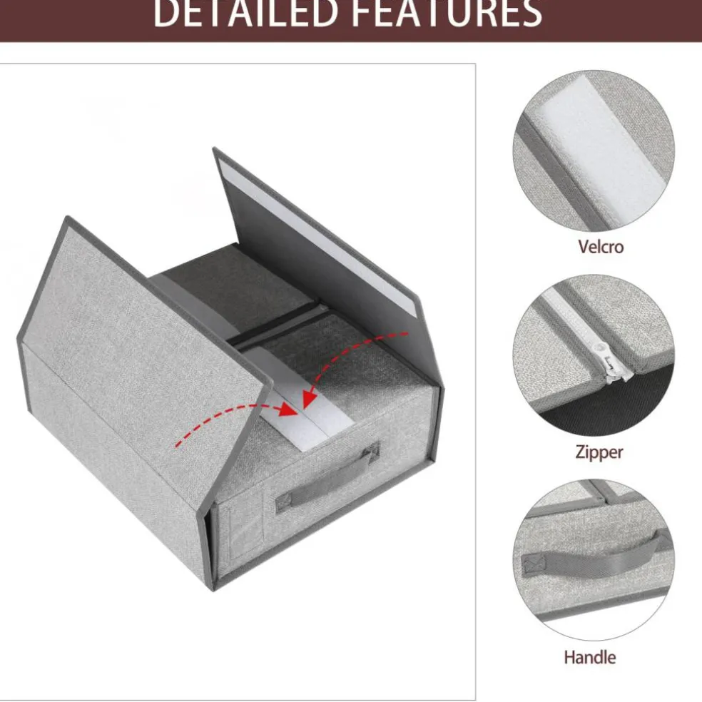 4-Pack Foldable Fabric Storage Boxes, Closet Organizer Bins with Handles (Grey)