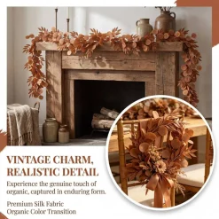 2Pack 6.5Ft Fall Artificial Eucalyptus Garland with Willow Leaves