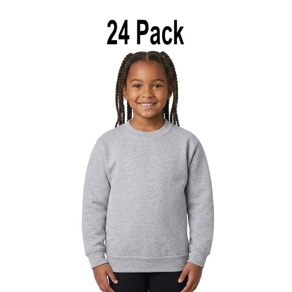 24 Pack Gildan Youth Heavy Blend Crewneck Sweatshirt Free Shipping