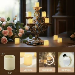 24 Pack Glowing Flameless Candles Battery Powered LED Coal Oil Candles