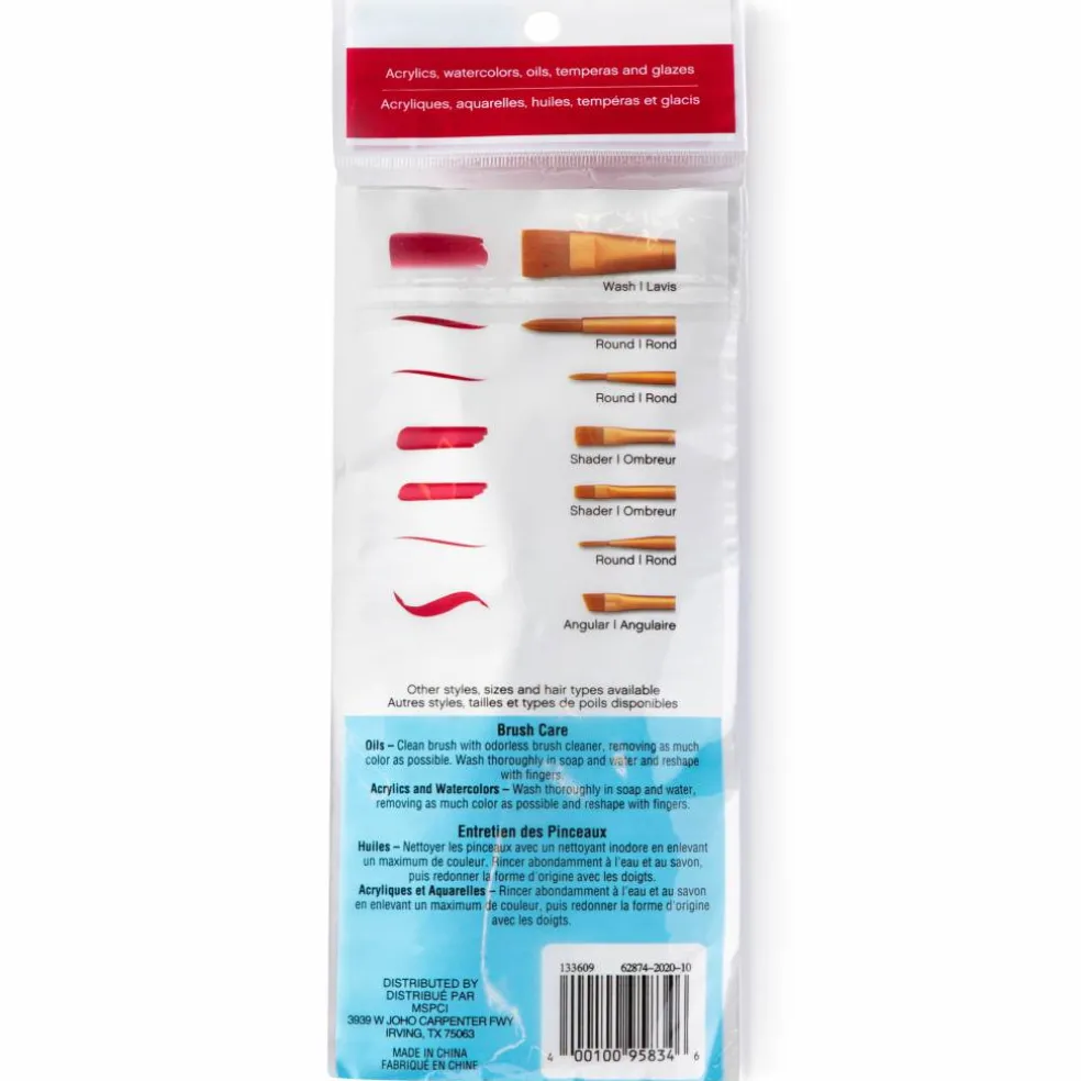 9 Pack: Golden Taklon Flat Variety Brush Set by Craft Smart®
