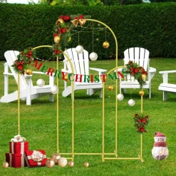3 Pack Gold Metal Arch Backdrop Stand, 3 Sizes Wedding Arched Frame for Party Birthday Decor