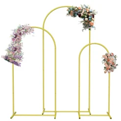 3 Pack Gold Metal Arch Backdrop Stand, 3 Sizes Wedding Arched Frame for Party Birthday Decor