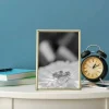 2-Pack Gold Metal 5x7 Picture Frames, Slim Modern Gold-Plated Photo Frames with Velvet Backing & Real Glass for Wall or Tabletop Display, Elegant Minimalist Home Decor Frames