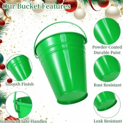 12 Pack Green Galvanized Metal Buckets with Handles, Mini Metal Pails for Party Favors, Candy Containers, Flower Pots, Halloween, Christmas, Easter Decorations & Craft Projects