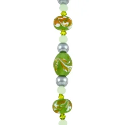 12 Pack: Green Lampwork Glass Swirl Rondelle & Oval Beads by Bead Landing™