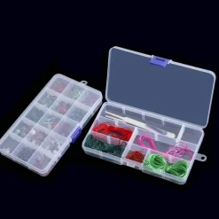 10-Pack 15-Grid Plastic Bead Organizer Boxes – Clear Storage Containers with Adjustable Dividers for Diamond Painting, Jewelry, Crafts, Sewing, Cross Stitch, and Small Fishing Tackle