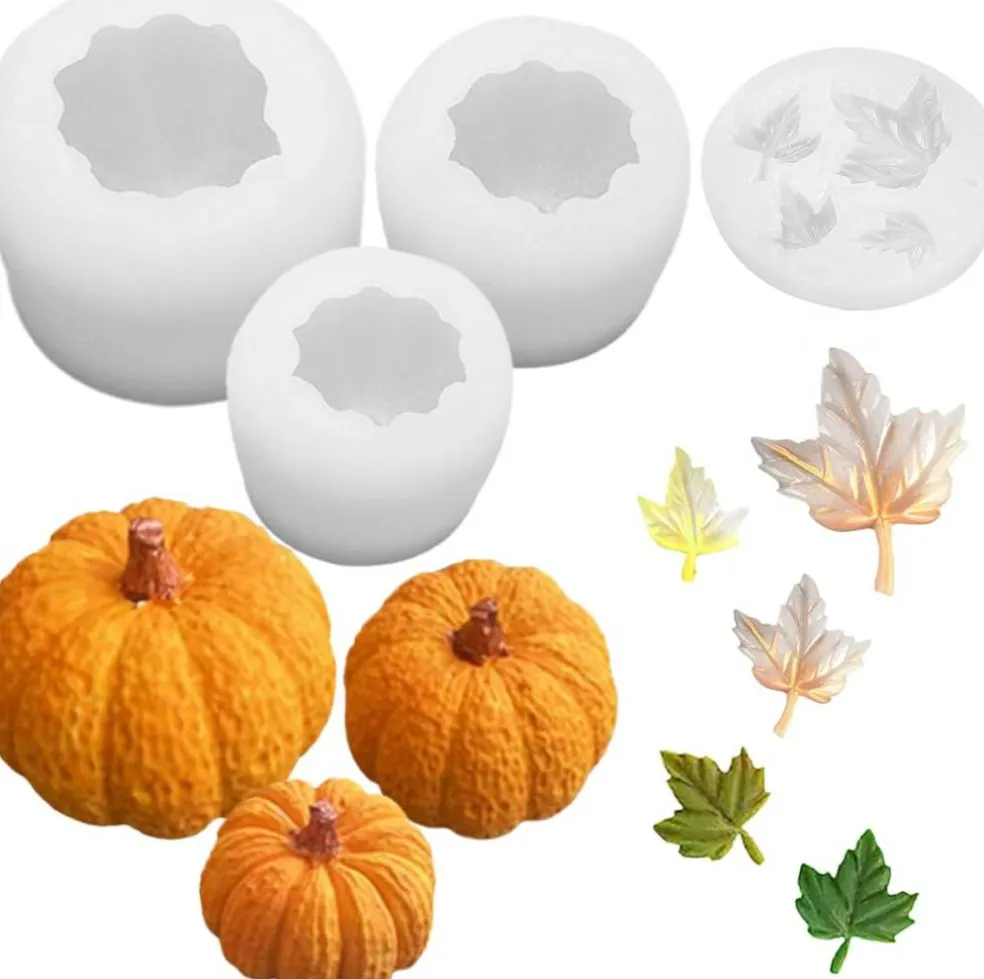 4 Pack Halloween Candle Molds(4Pcs Pumpkin)2.8 x 2.8 x 2 inches