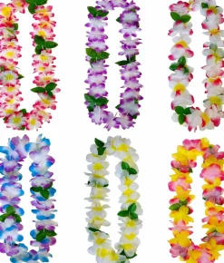 18 Pack Hawaiian Leis Set with Flower Hair Clips, Headbands & Wristbands, Luau Party Supplies for Beach, Summer Vacation, Birthday, Graduation & Wedding Decorations