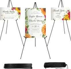 3 Pack 66 Inch Adjustable Black Easel Stand for Wedding Signs Lightweight Metal Display Easel with Portable Carry Bags Foldable Poster Stand for Wedding Art Displays Events and Presentations