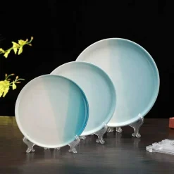 12 Pack 6 Inch Clear Plastic Easels or Stand/Plate Holders to Display Pictures or Other Items at Weddings, Plate Stands for Home Decoration, Birthdays, Tables