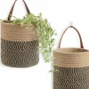 2-Pack Jute Hanging Rope Baskets – Small Boho Woven Wall Planters