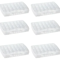 6 Pack: Large Adjustable Compartment Bead Storage Box with Handle by Bead Landing™