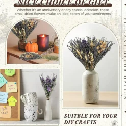 4 Pack Large Size Boho Dried Flower Bouquet 15-17 Inch Wedding Handmade Dry Flowers for Vase Crafts DIY Photo Boutonniere for Men Floral Plant for Bridesmaid Gift Birthday Decor(Lavender)