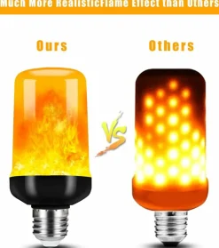 2 Pack LED Flame Light Bulbs - 4 Modes with Upside Down Effect