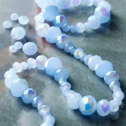 12 Pack: Light Blue Faceted Glass Rondelle Beads by Bead Landing™