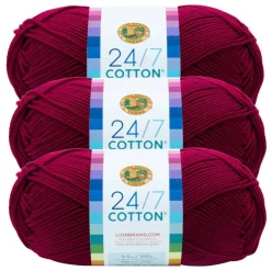 3 Pack Lion Brand® 24/7 Cotton® Yarn