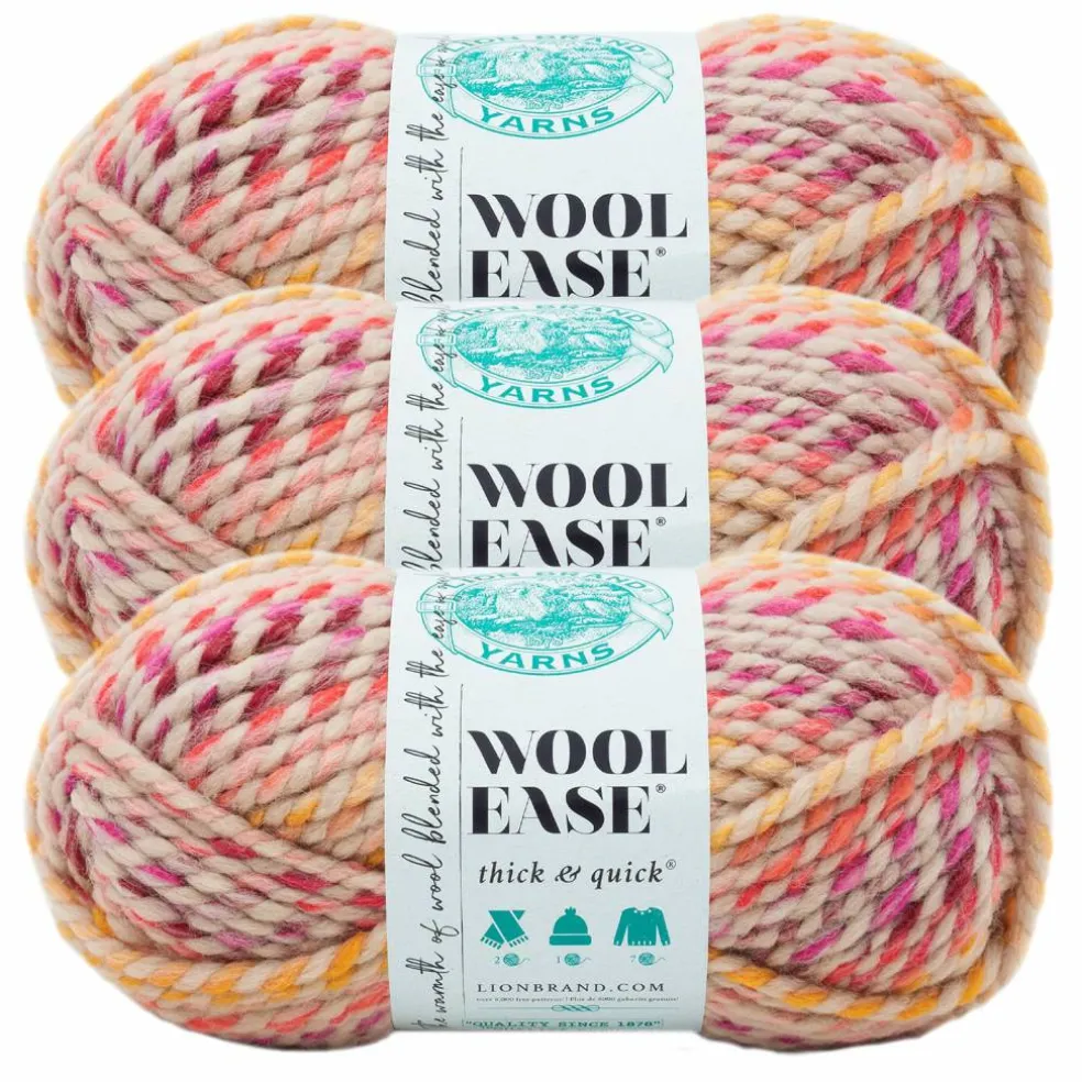 3 Pack Lion Brand® Wool-Ease® Thick & Quick® Prints & Stripes Yarn