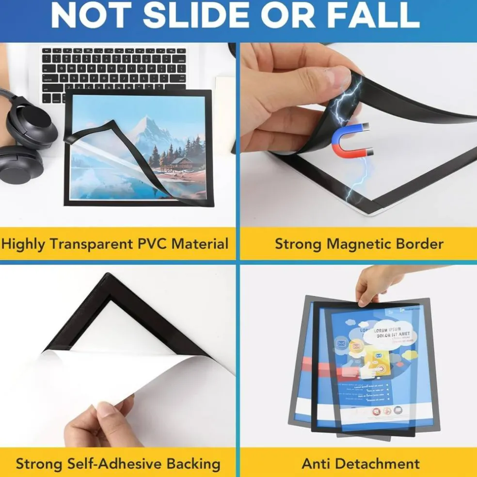 10 Pack Magnetic Sign Holder 8.5 x 11,Self-Adhesive Magnetic Wall Mount Sign Holder , Magnetic Document Holder for Wall Window Office Poster Store