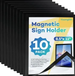 10 Pack Magnetic Sign Holder 8.5 x 11,Self-Adhesive Magnetic Wall Mount Sign Holder , Magnetic Document Holder for Wall Window Office Poster Store