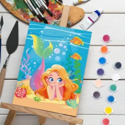 12 Pack Mermaid Ocean Pre-Drawn Canvas Painting Kit, 5x7 Inch Pre-Printed Canvas Set for Paint Party, DIY Beginner Acrylic Art Set for Kids & Adults, Mermaid Themed Creative Craft Activity