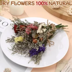 12/24 Pack Mini Dried Flowers Bouquets, Natural Real Wildflower Bundles for Vase, DIY Crafts, Wedding Decor, Home, Office & Party Table Centerpieces (White Set)