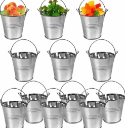 12 Pack Mini Metal Buckets (Silver) 3